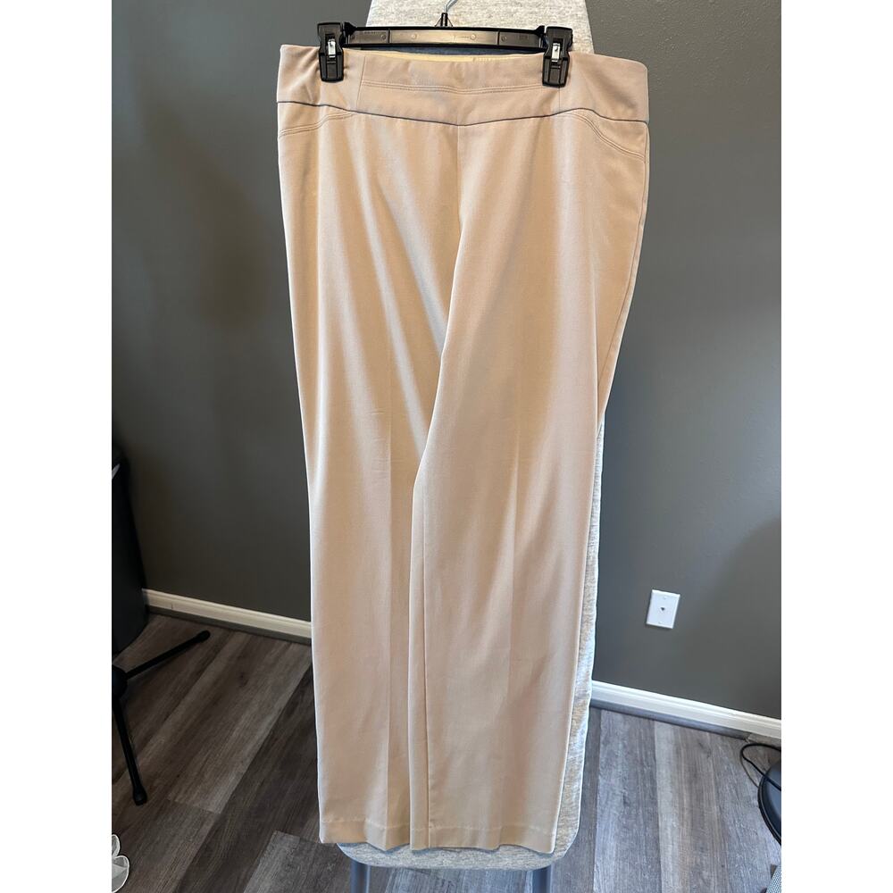 Investments Women’s Tan Dress Pants Size 14R Stretch Career Slacks Wide Leg